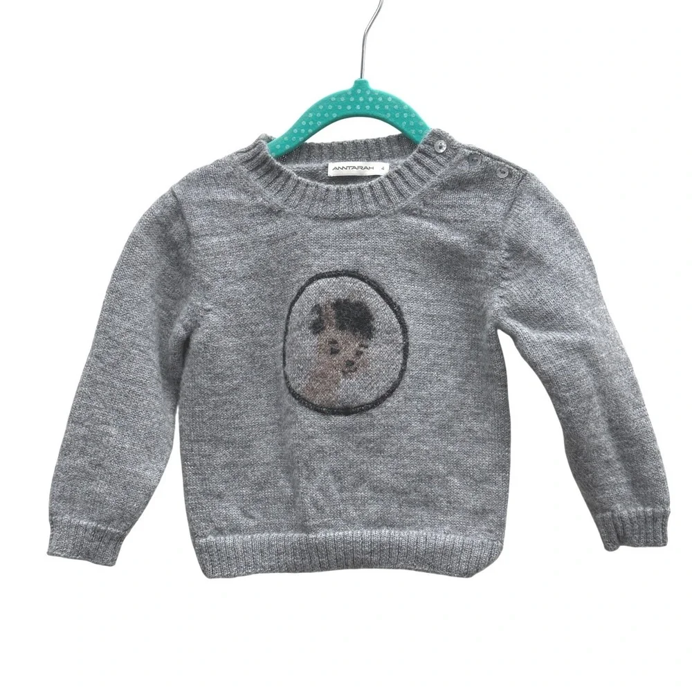 Anntarah Alpaca Paco Sweater Shoulder Button Gray Knit Size 4 Kids